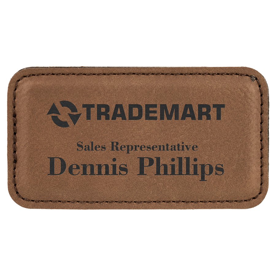 3 1/4" x 1 3/4" Laserable Leatherette Badge Blank with Magnet