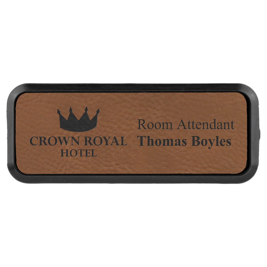 3" x 1" Laserable Leatherette Round Corner Badge & Frame