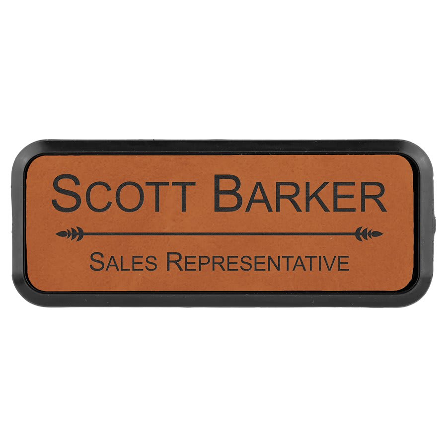 3" x 1" Laserable Leatherette Round Corner Badge & Frame