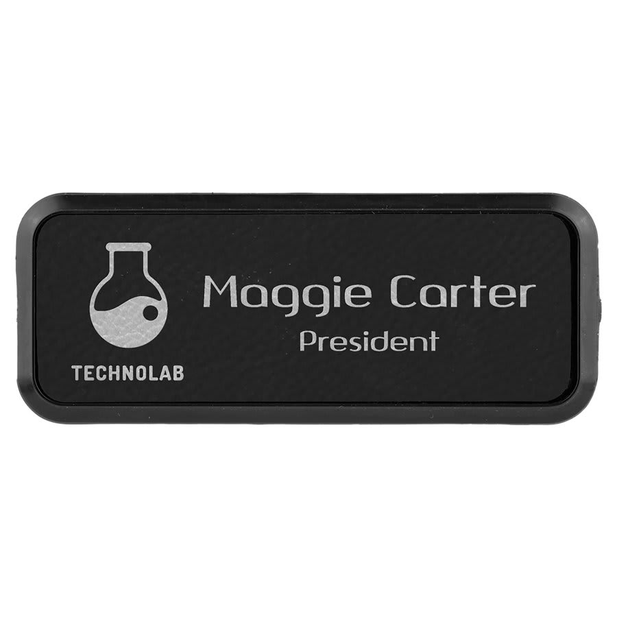 3" x 1" Laserable Leatherette Round Corner Badge & Frame