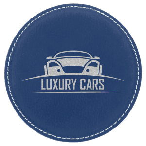 4" Round Laserable Leatherette Coaster 6 pack with holder