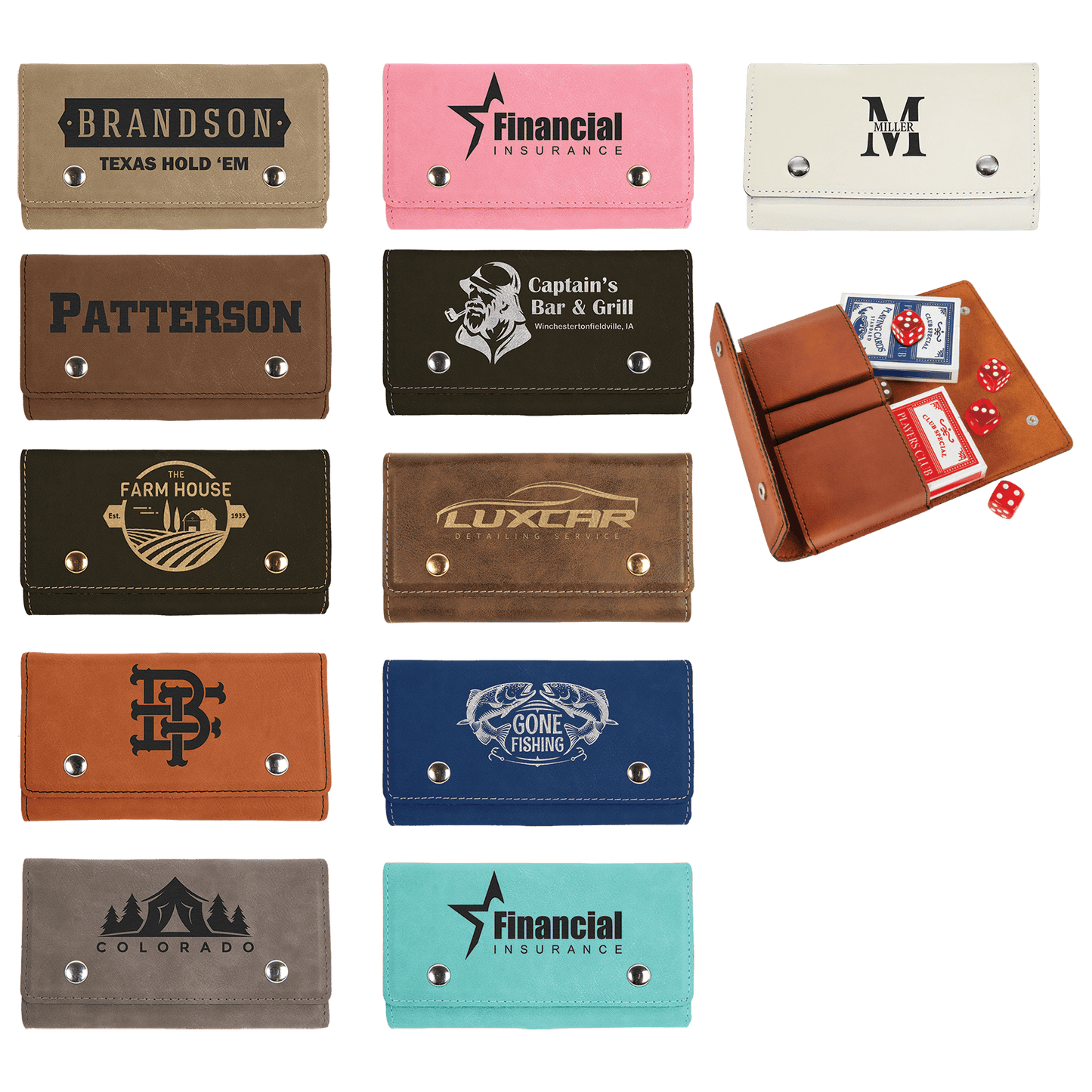 Laserable Leatherette Card & Dice Set