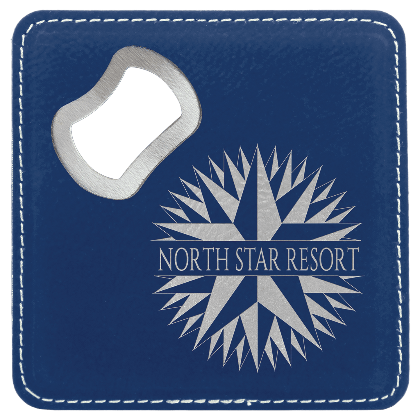 4" Square Laserable Leatherette Bottle Opener Coaster