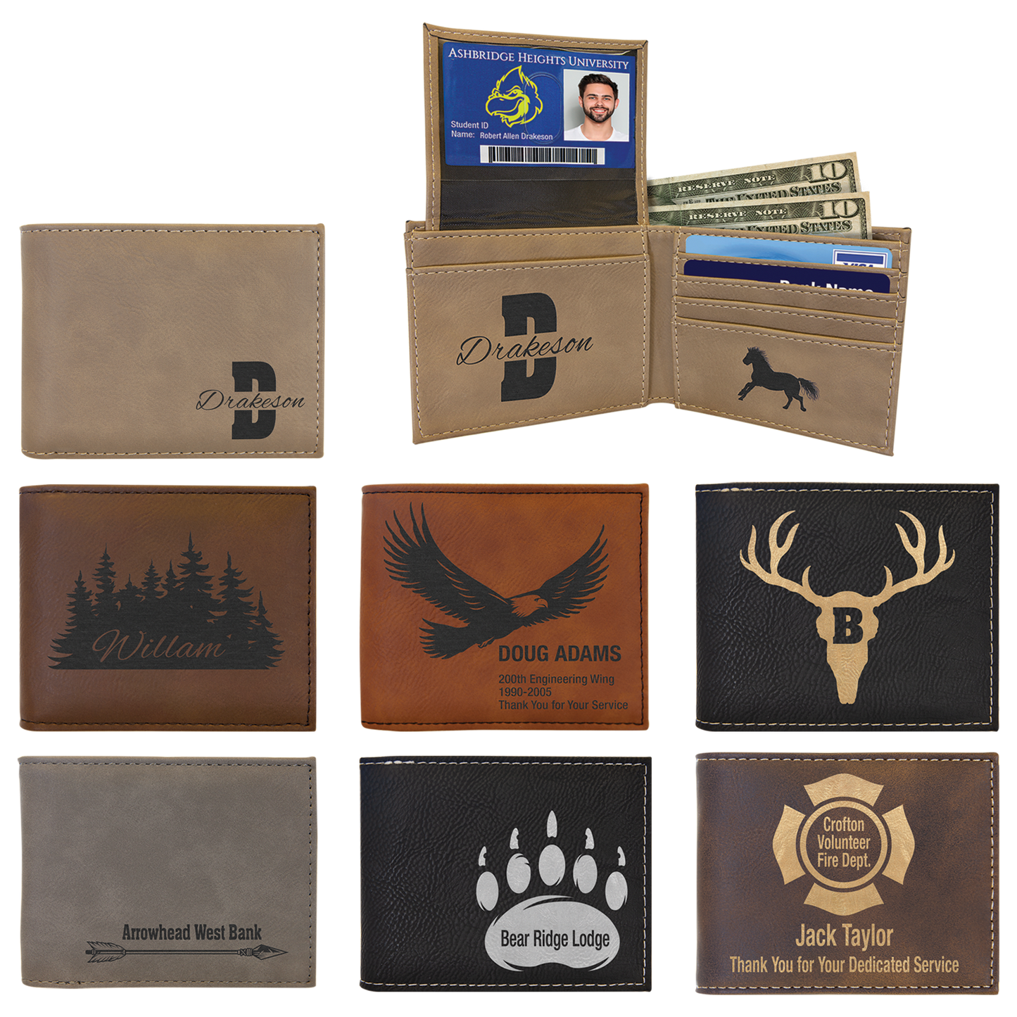 Laserable Leatherette Bifold Wallet