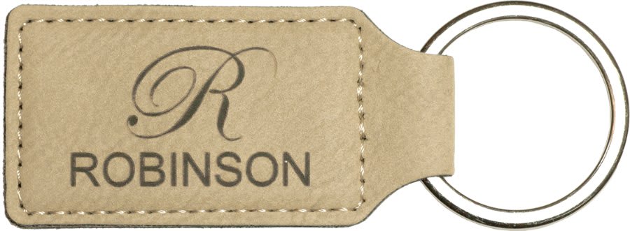Laserable Leatherette Rectangle Keychain