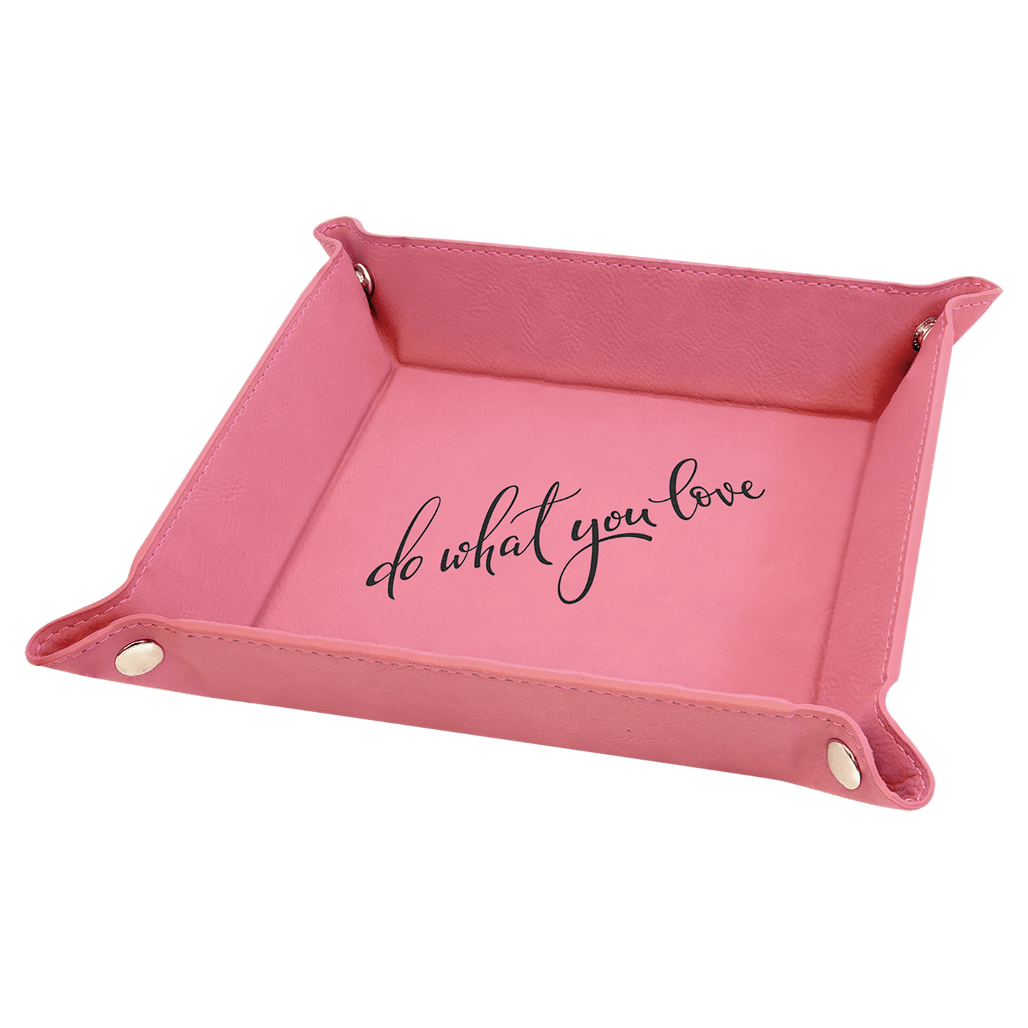 Laserable Leatherette Snap Up Tray with Silver Snaps