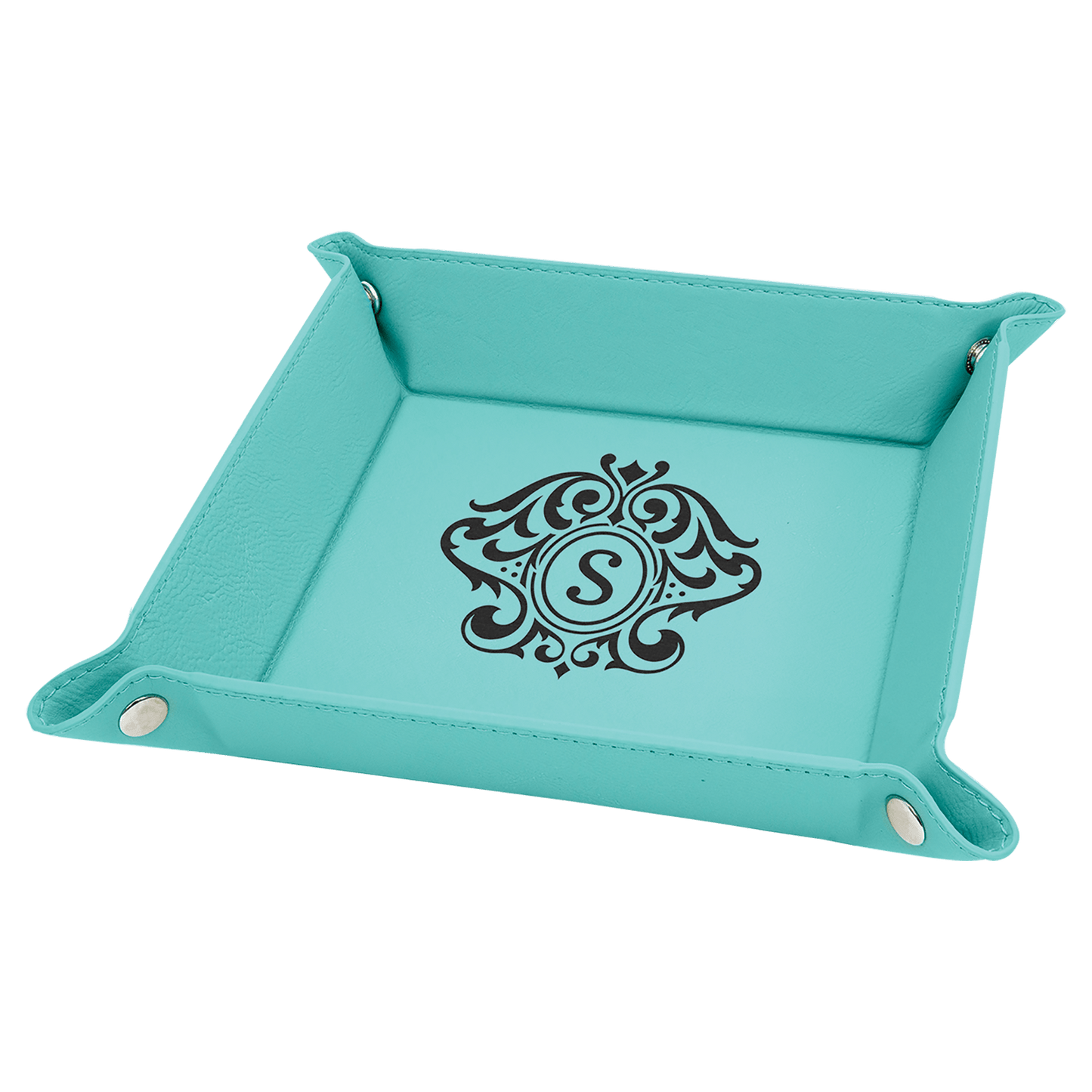Laserable Leatherette Snap Up Tray with Silver Snaps