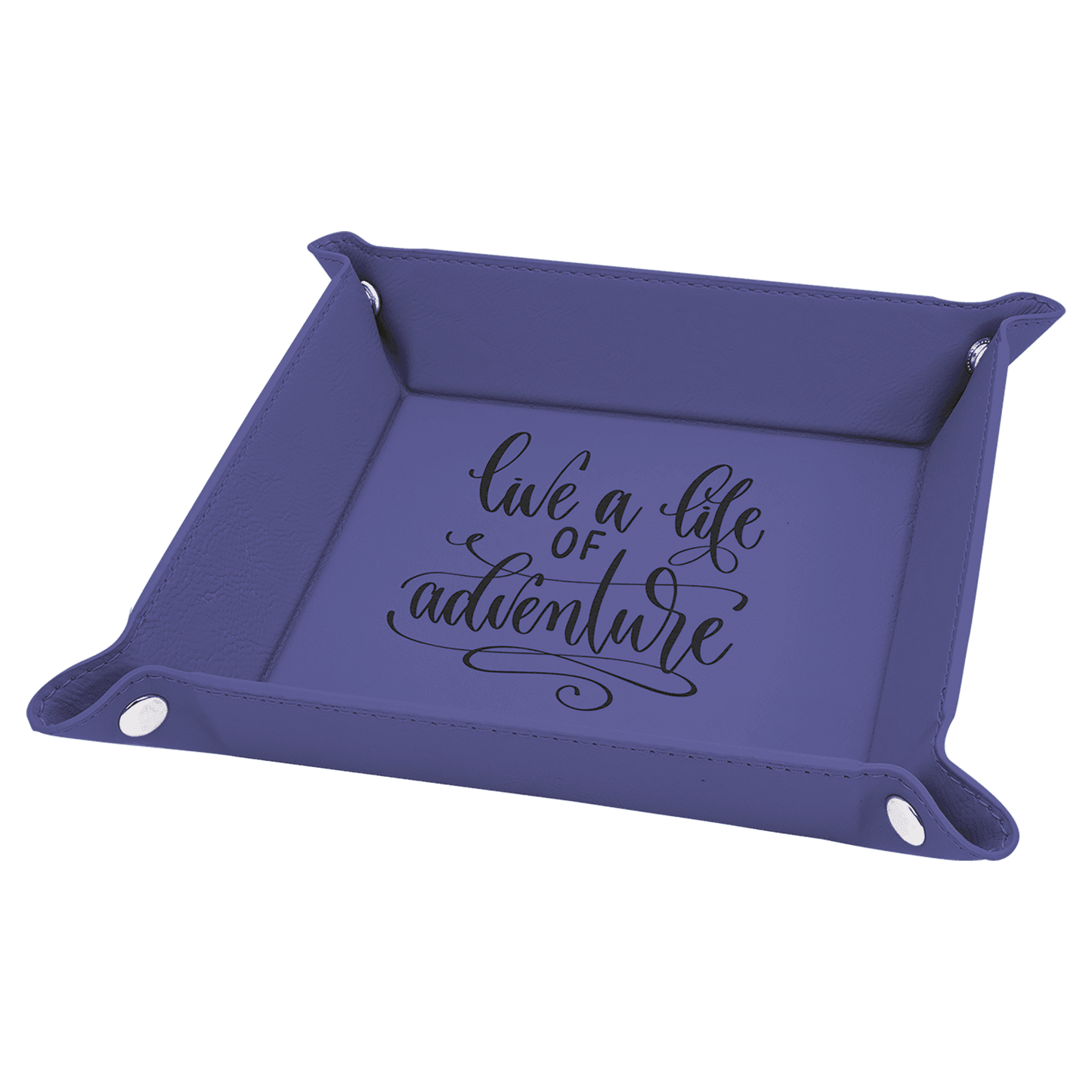Laserable Leatherette Snap Up Tray with Silver Snaps