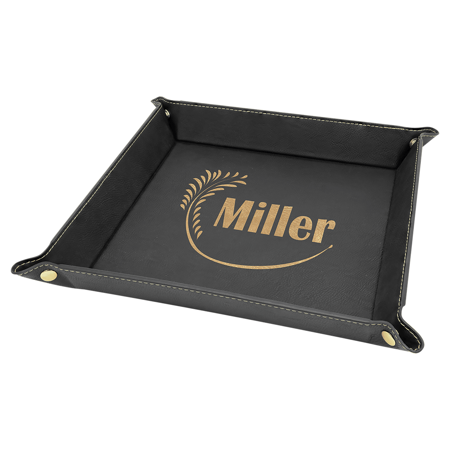 Laserable Leatherette Snap Up Tray with Silver Snaps