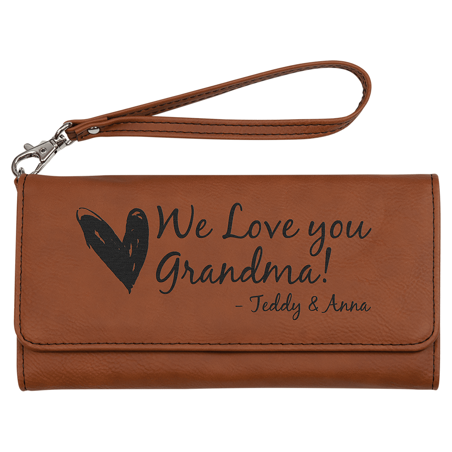 7 1/2" x 4" Laserable Leatherette Wallet with Strap