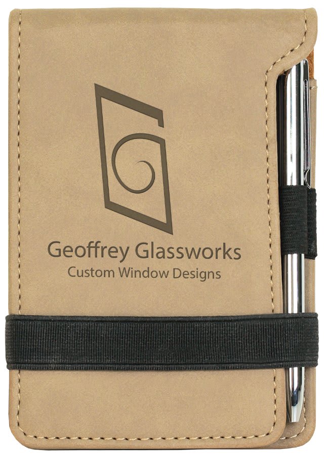 3 1/4" x 4 3/4" Laserable Leatherette Mini Notepad with Pen