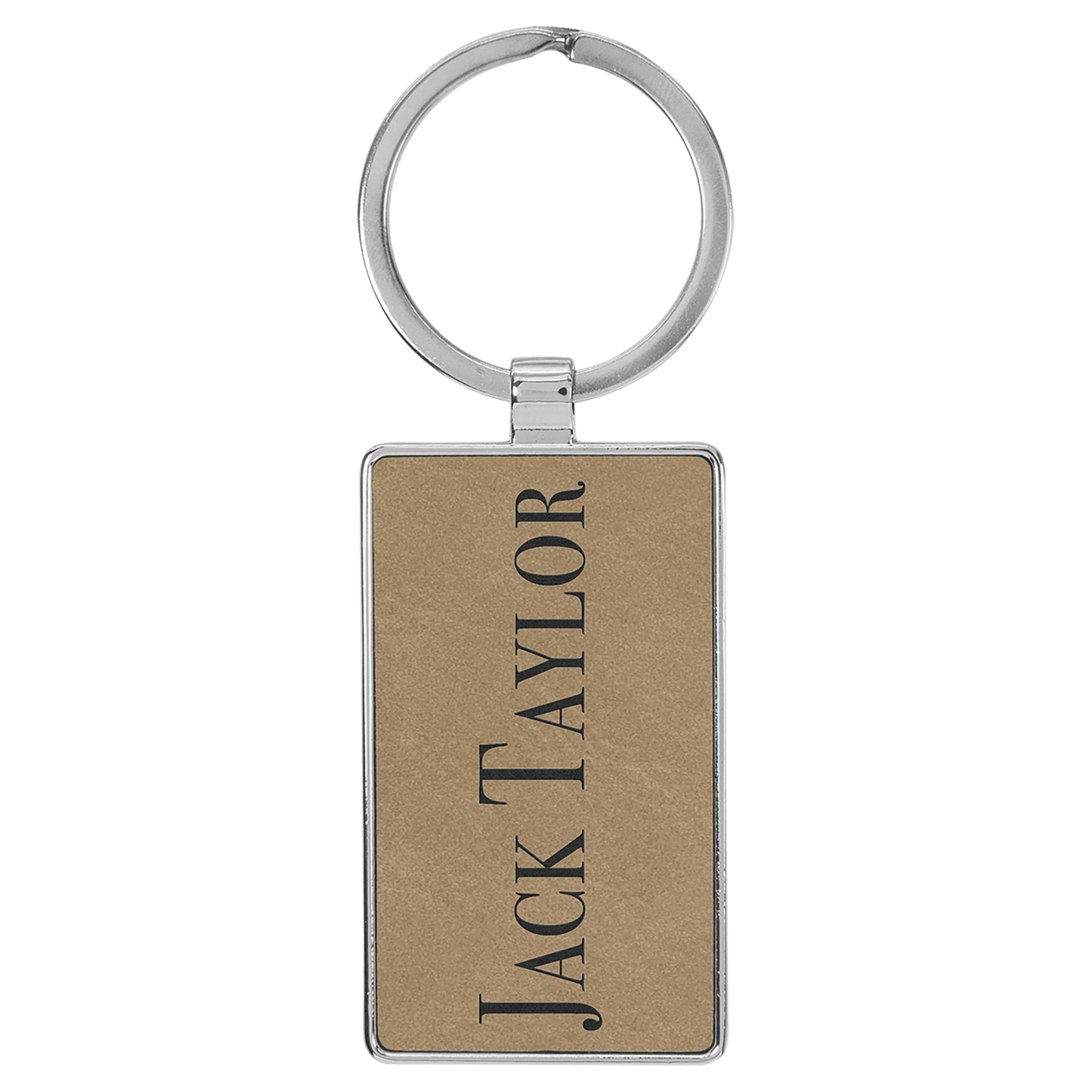 Laserable Leatherette Rectangle Keychain
