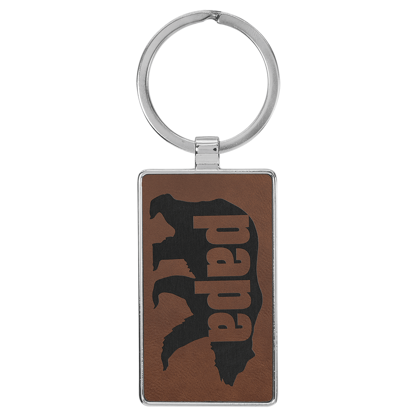 Laserable Leatherette Rectangle Keychain