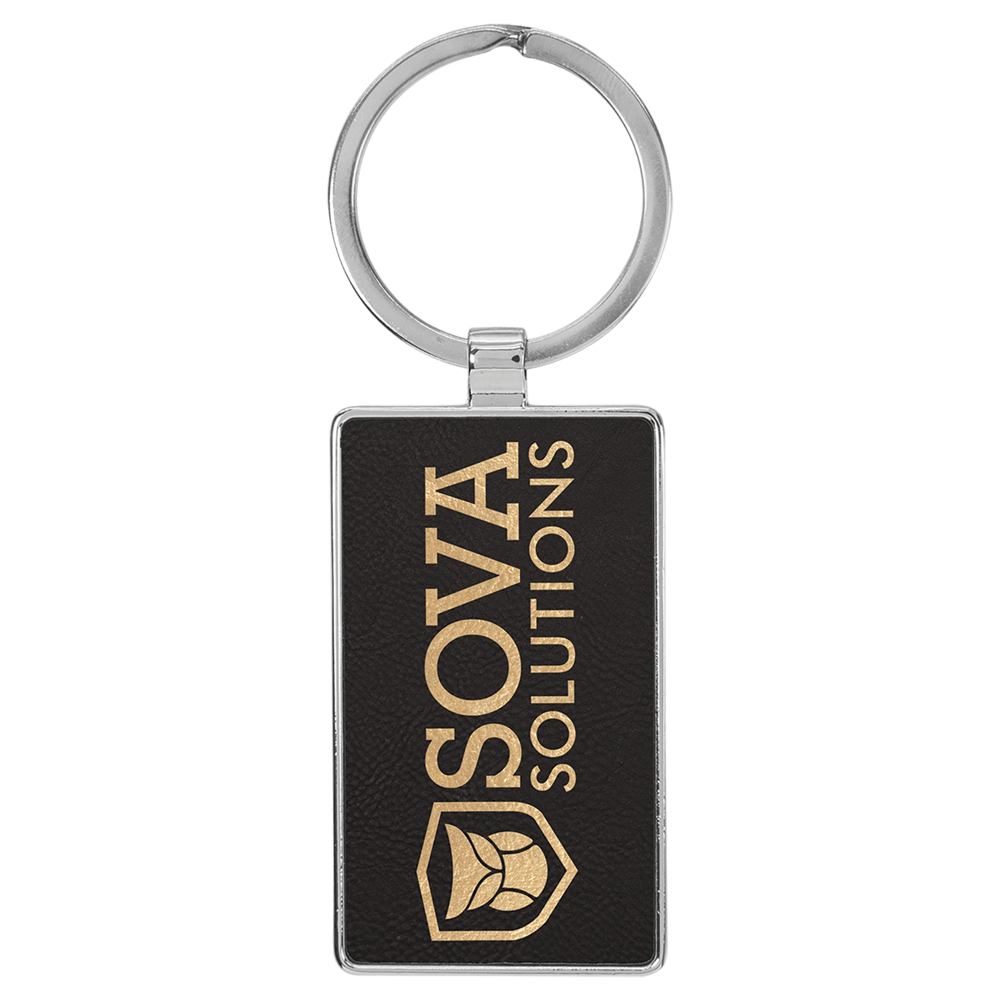 Laserable Leatherette Rectangle Keychain