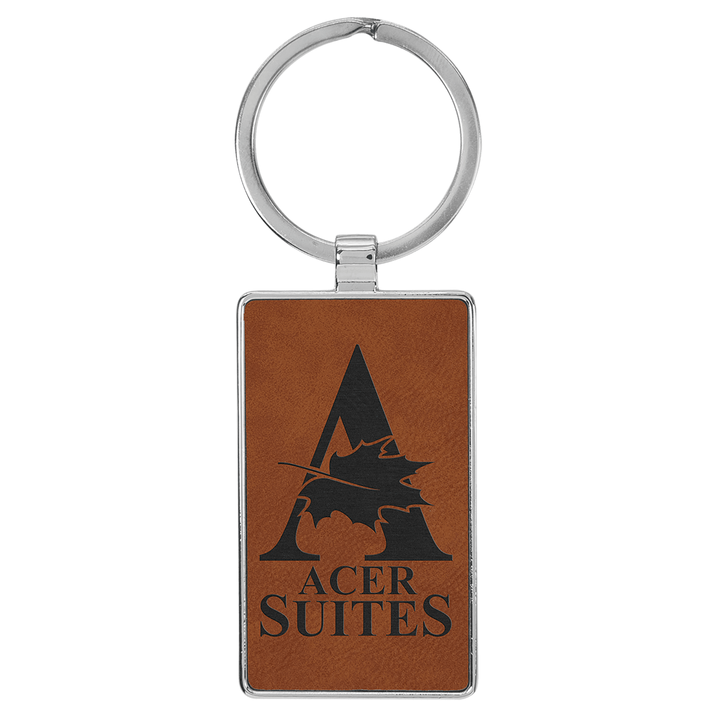 Laserable Leatherette Rectangle Keychain