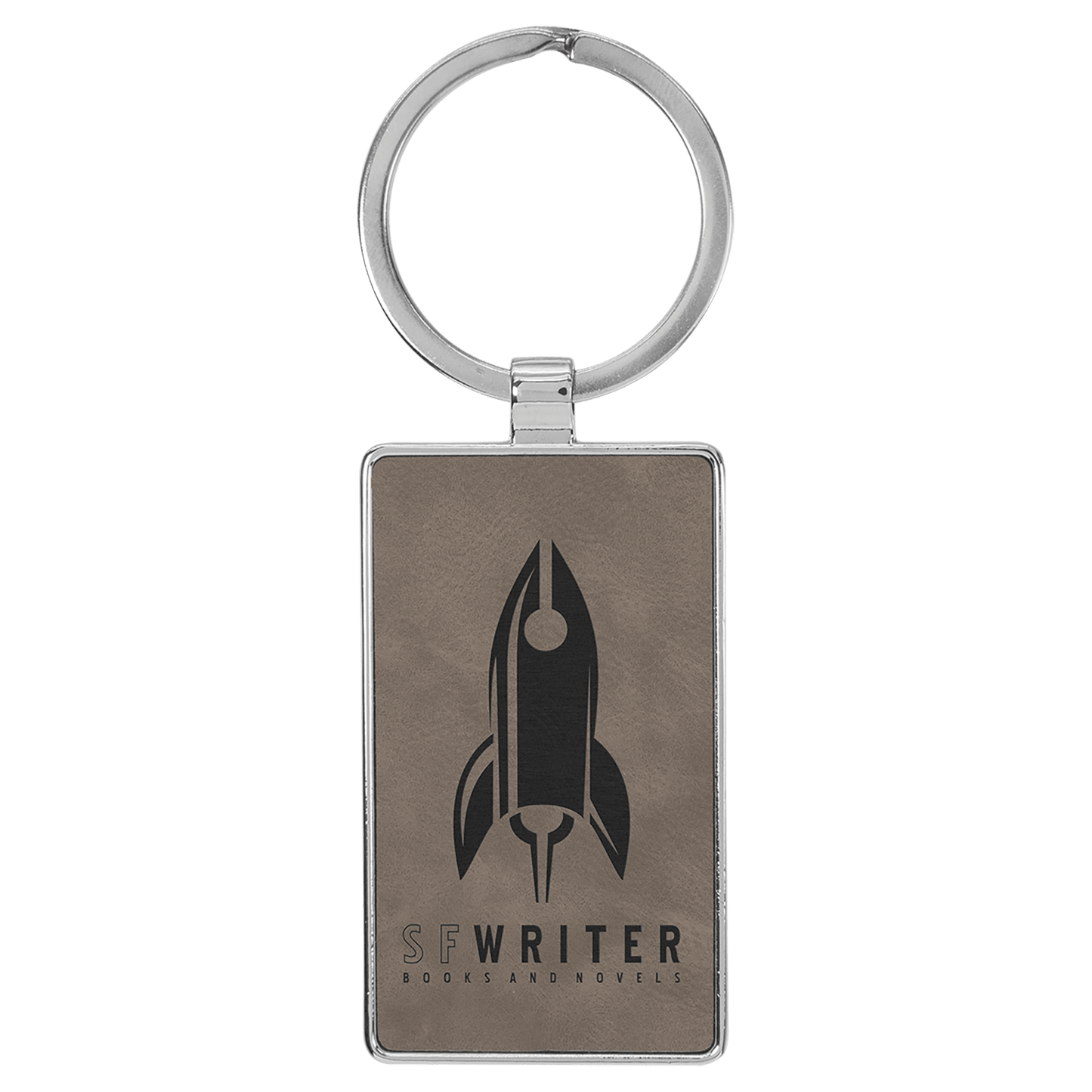 Laserable Leatherette Rectangle Keychain