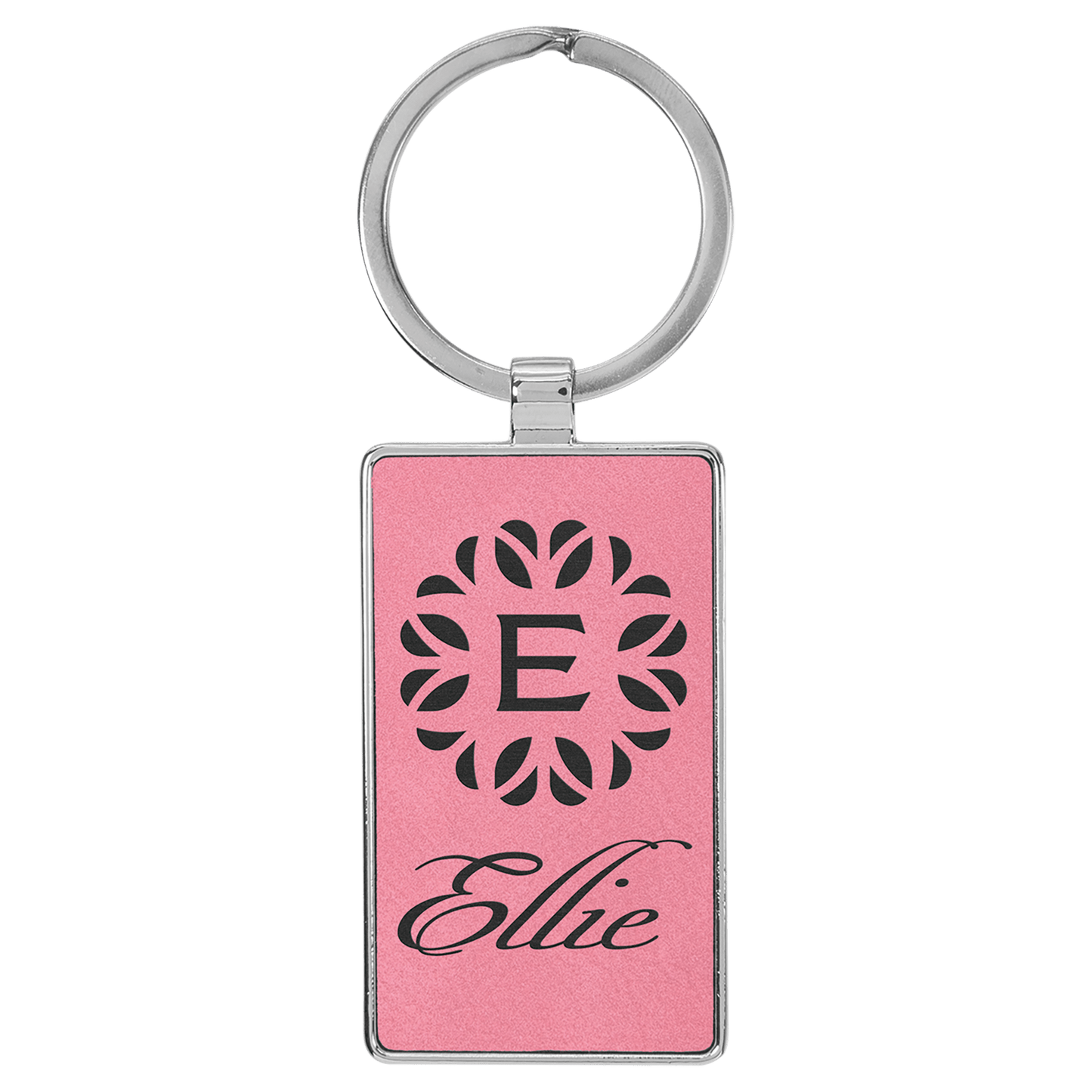 Laserable Leatherette Rectangle Keychain