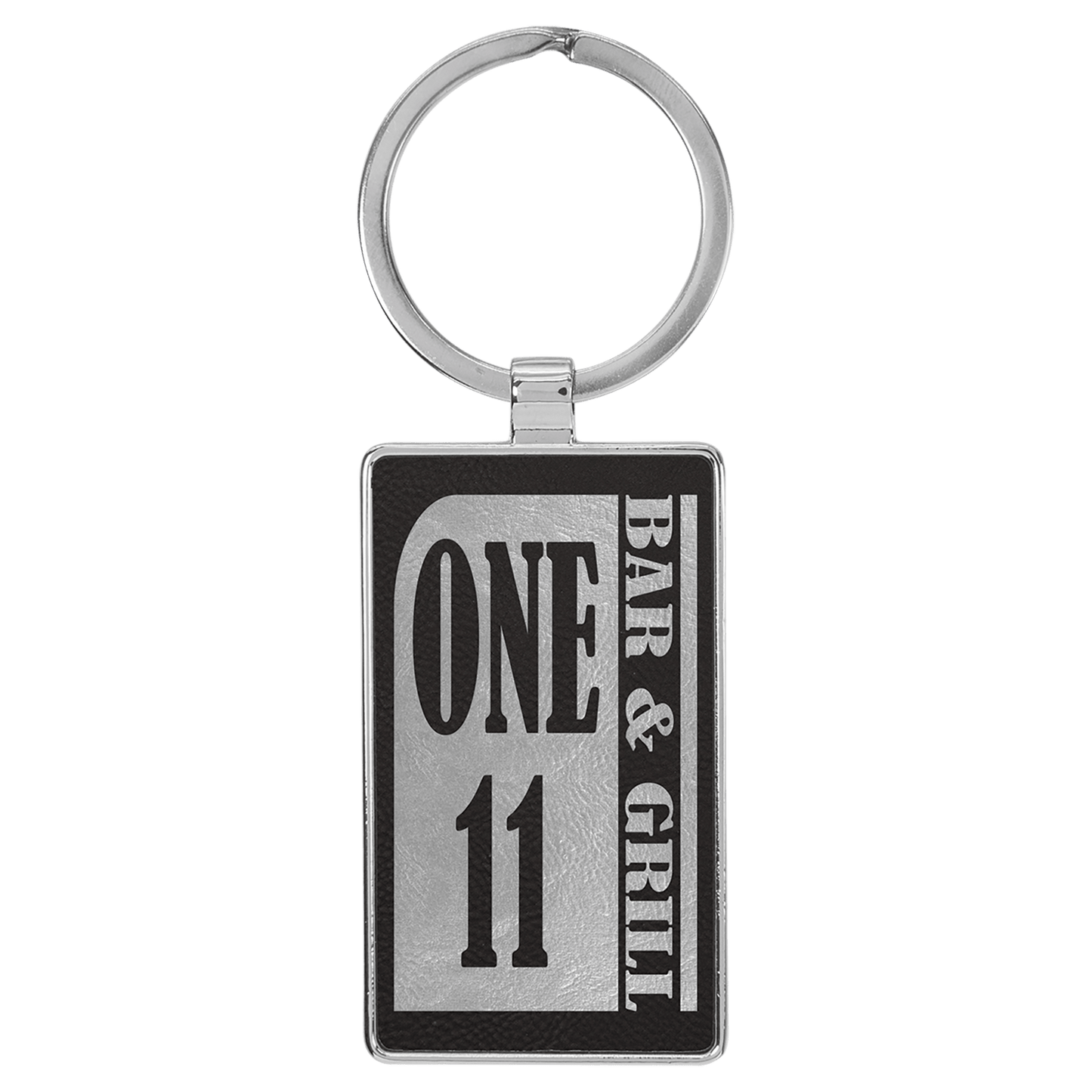 Laserable Leatherette Rectangle Keychain