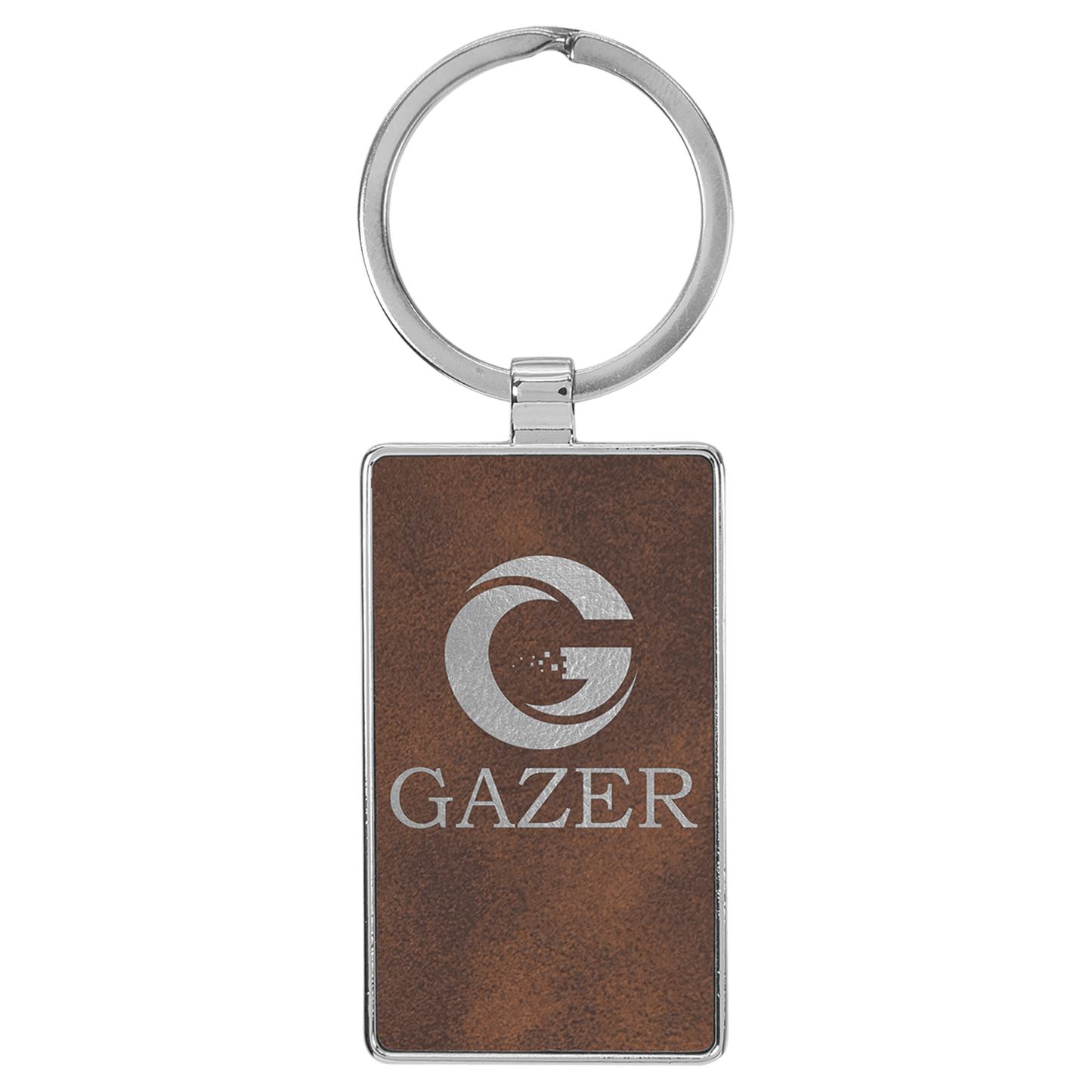 Laserable Leatherette Rectangle Keychain