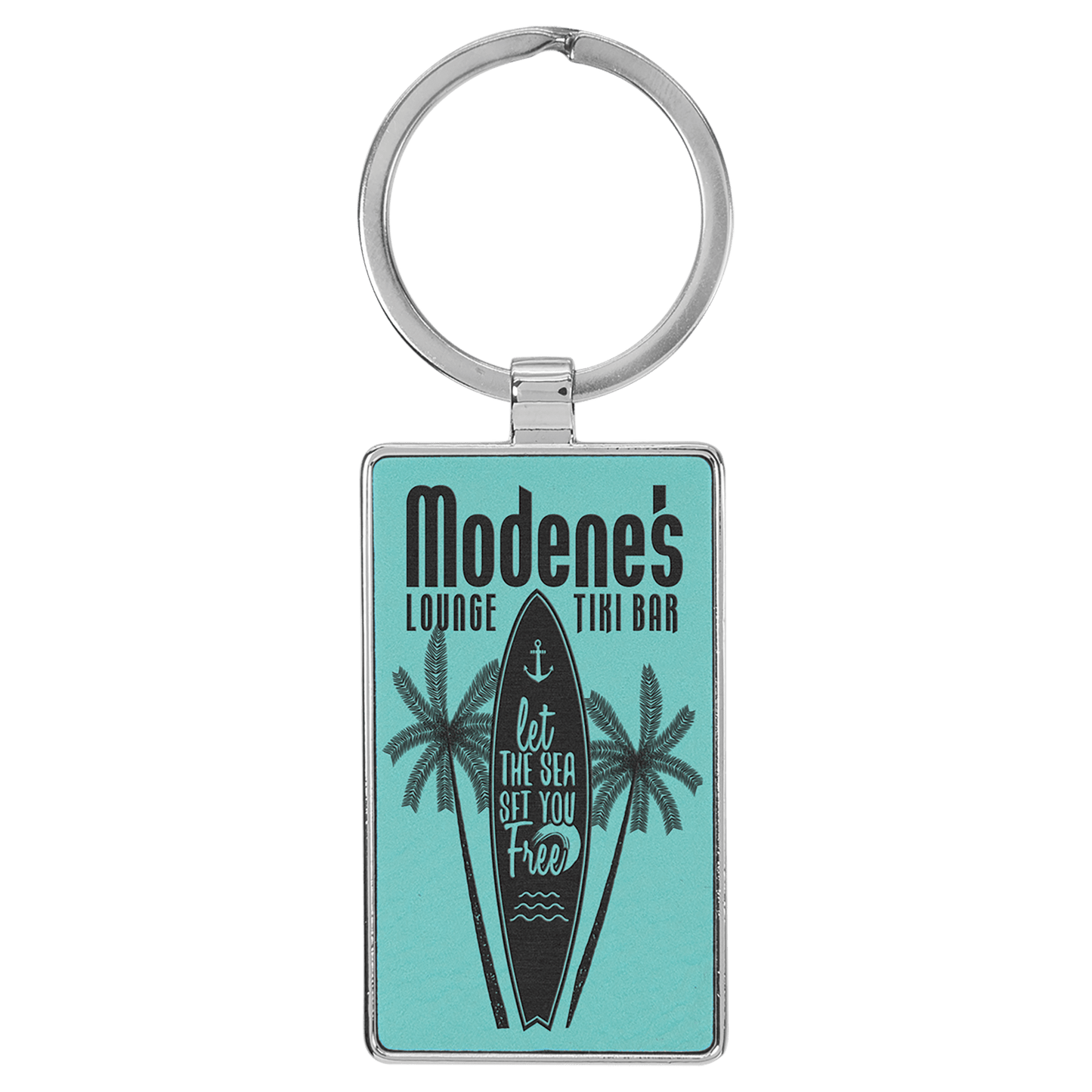 Laserable Leatherette Rectangle Keychain