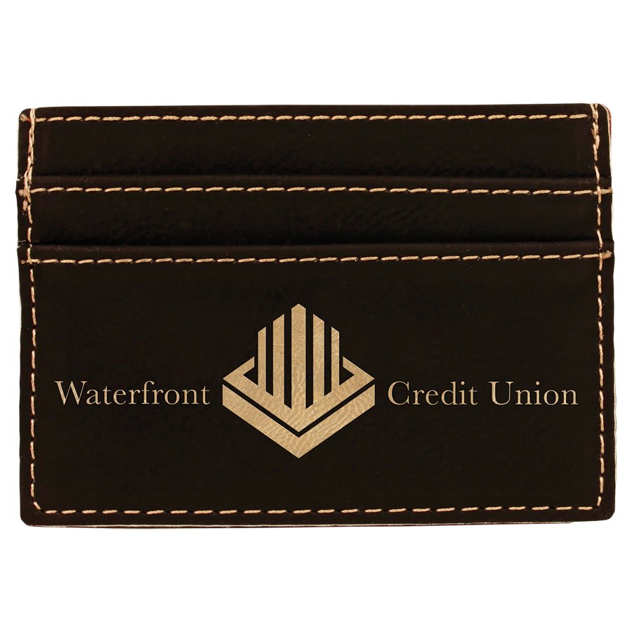 4" x 2 3/4" Laserable Leatherette Wallet Clip