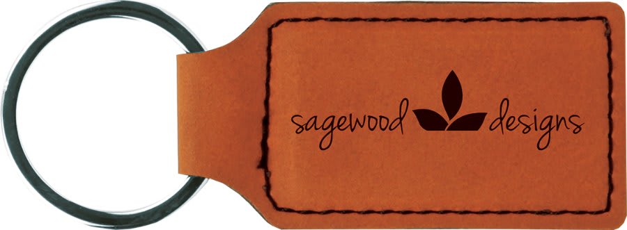 Laserable Leatherette Rectangle Keychain