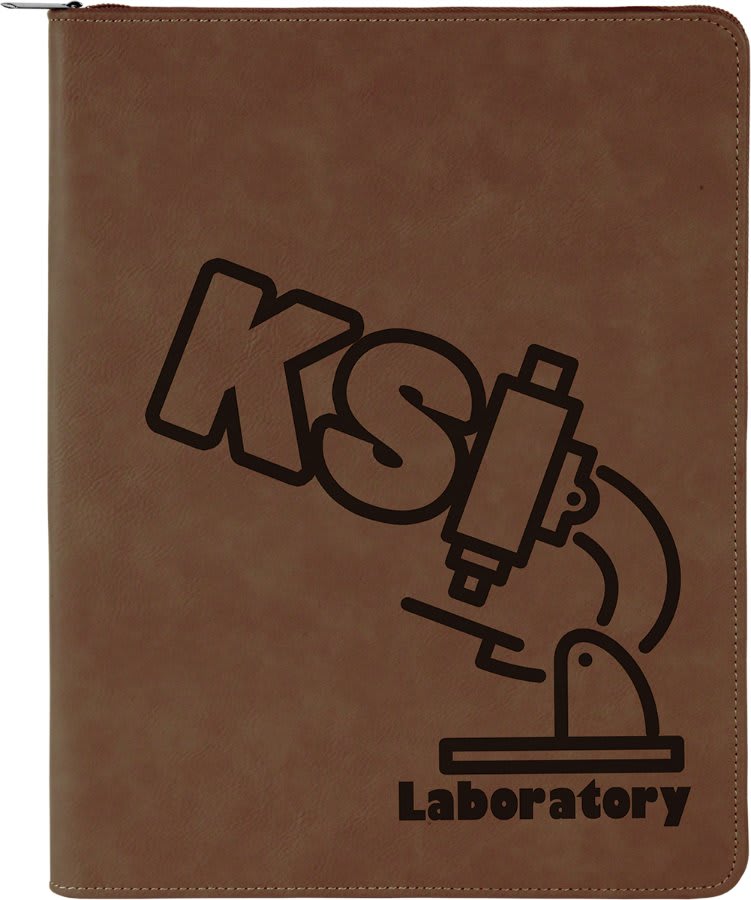 9 1/2" x 12" with Zipper Laserable Leatherette Portfolio with Notepad