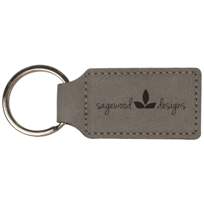 Laserable Leatherette Rectangle Keychain