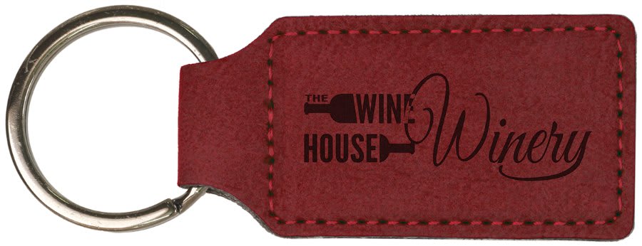 Laserable Leatherette Rectangle Keychain