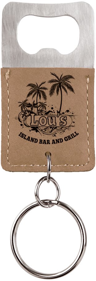 Laserable Leatherette Rectangle Keychain