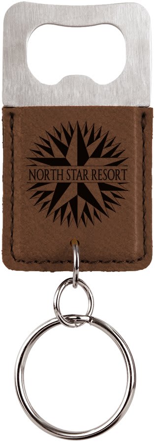 Laserable Leatherette Rectangle Keychain