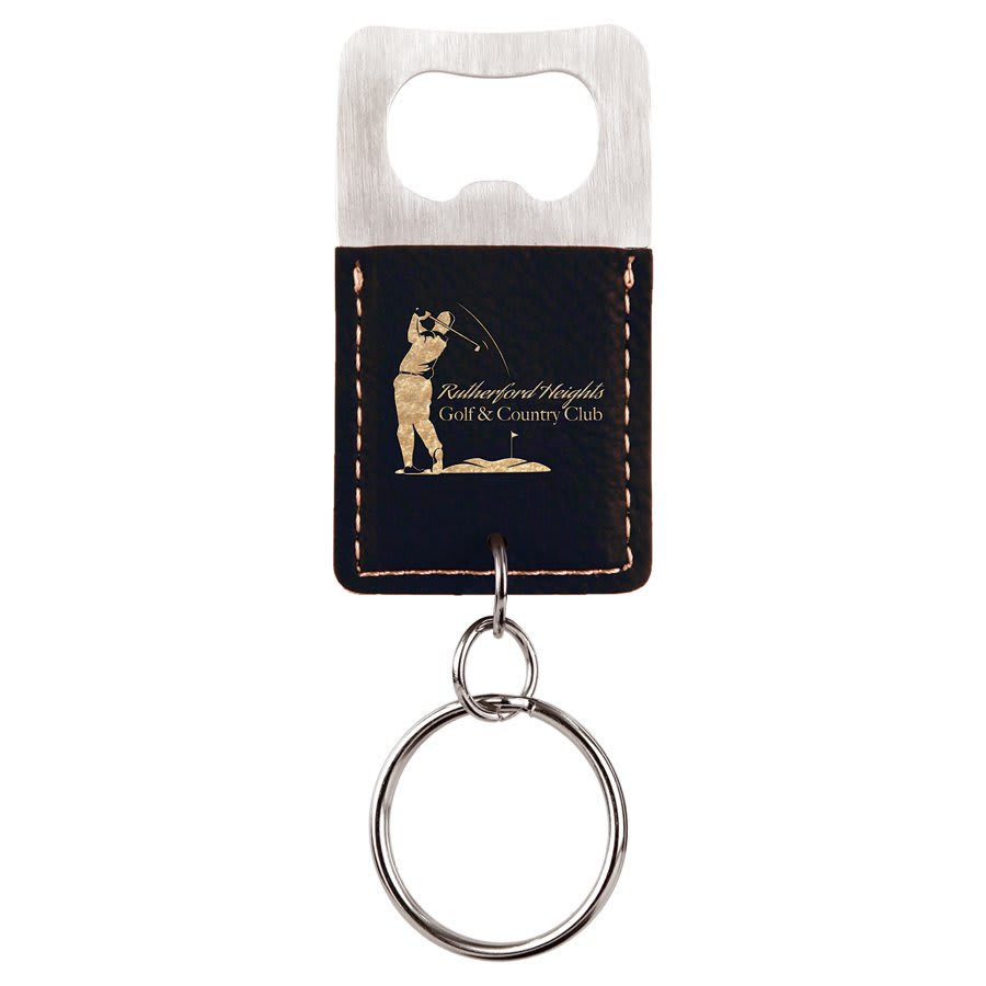 Laserable Leatherette Rectangle Keychain