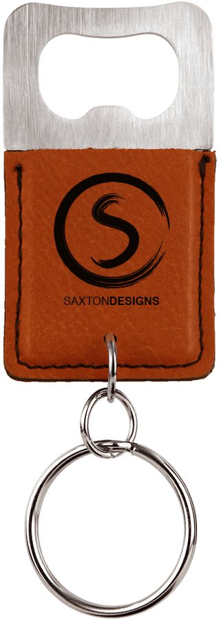 Laserable Leatherette Rectangle Keychain