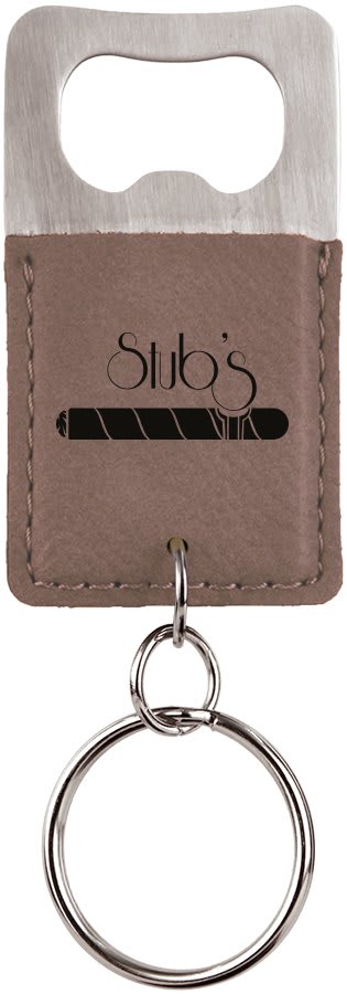 Laserable Leatherette Rectangle Keychain