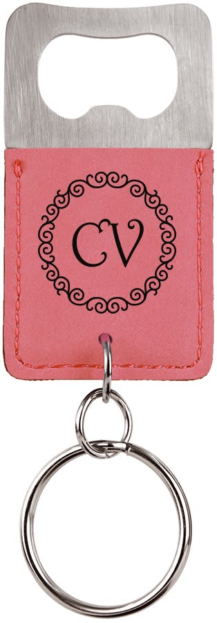 Laserable Leatherette Rectangle Keychain