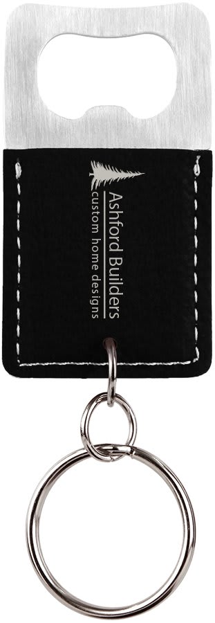Laserable Leatherette Rectangle Keychain