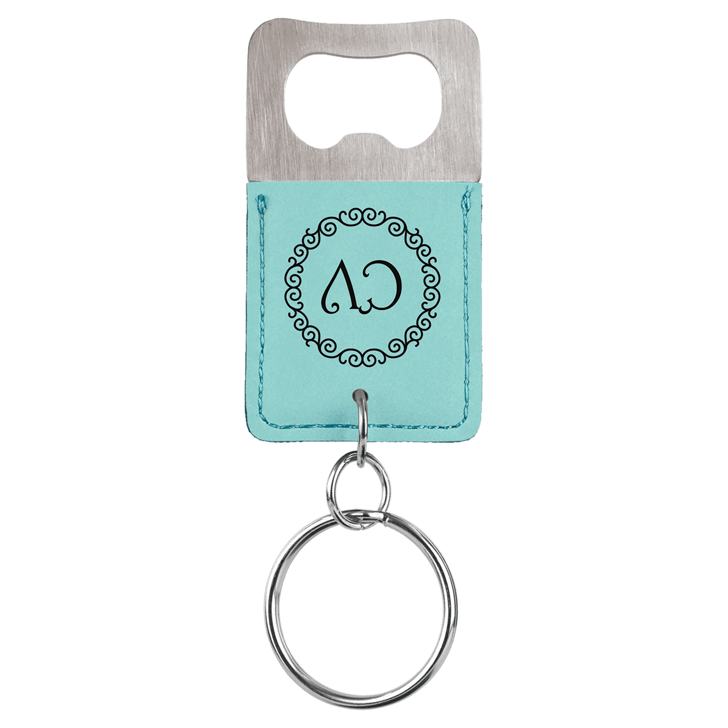 Laserable Leatherette Rectangle Keychain