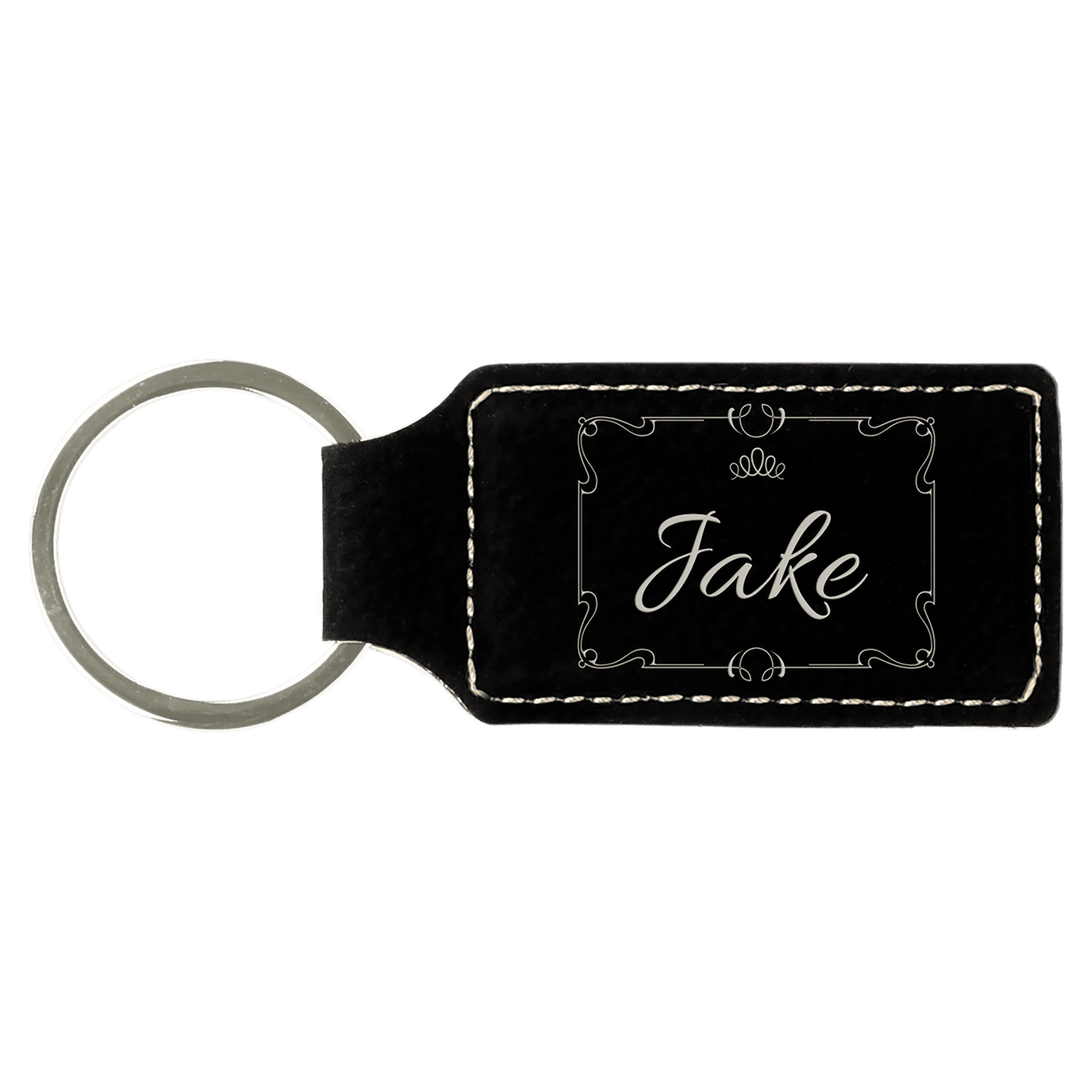 Laserable Leatherette Rectangle Keychain