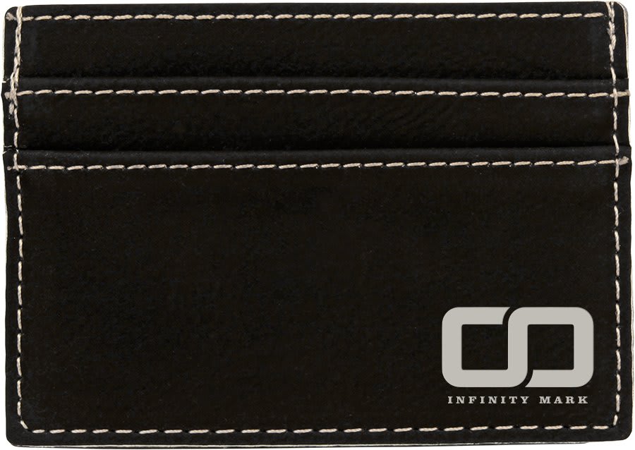 4" x 2 3/4" Laserable Leatherette Wallet Clip