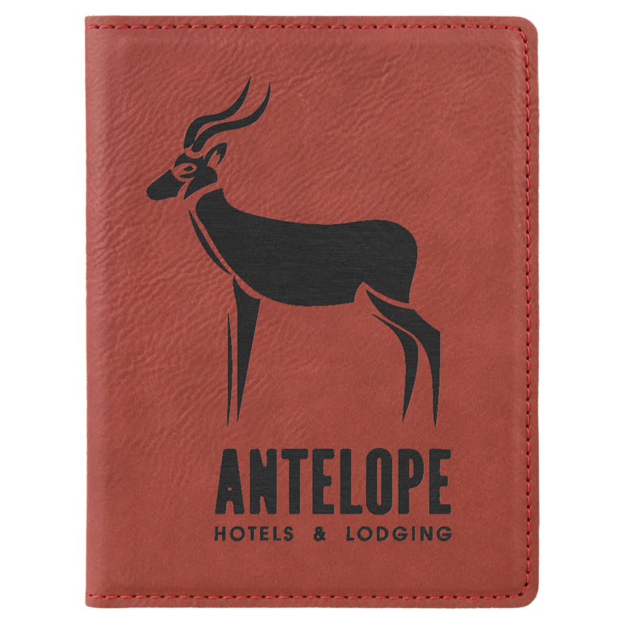 4 1/4" x 5 1/2" Laserable Leatherette Passport Holder