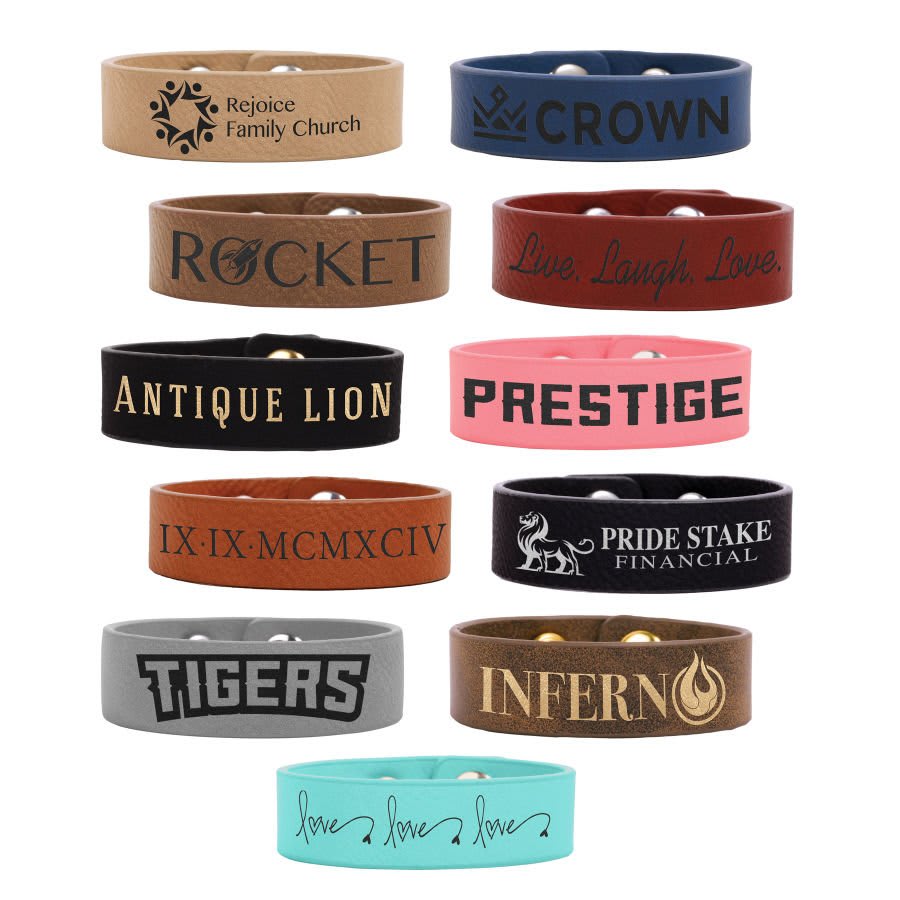Laserable Leatherette Youth Cuff Bracelet