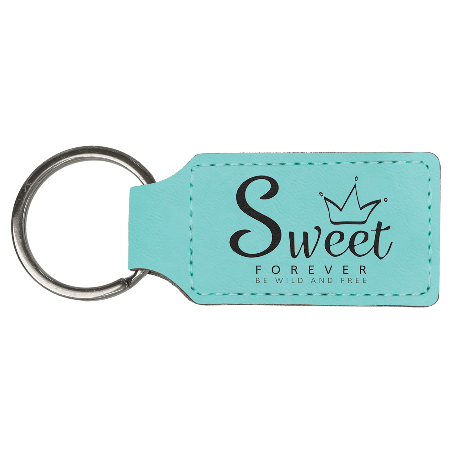 Laserable Leatherette Rectangle Keychain