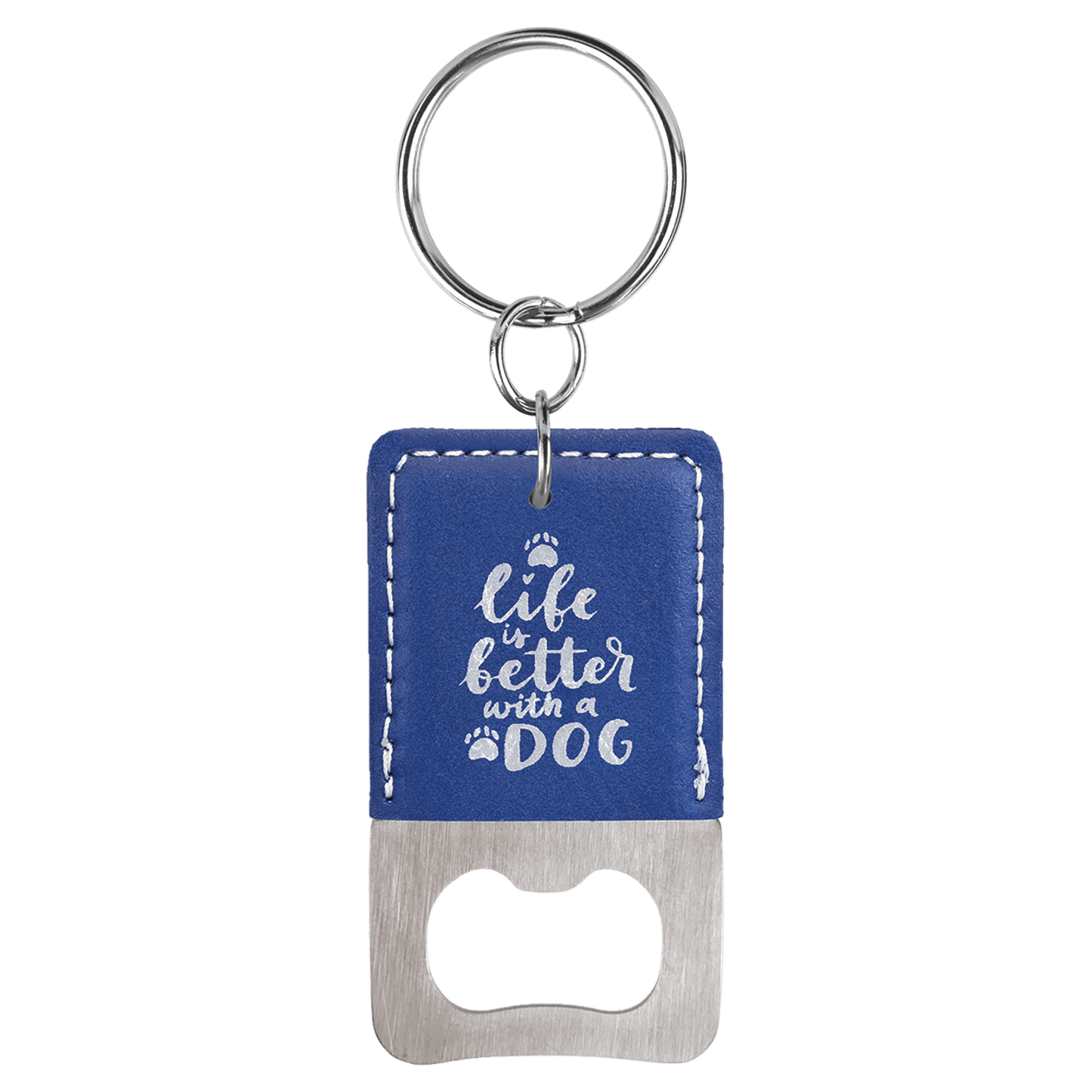 Laserable Leatherette Rectangle Keychain