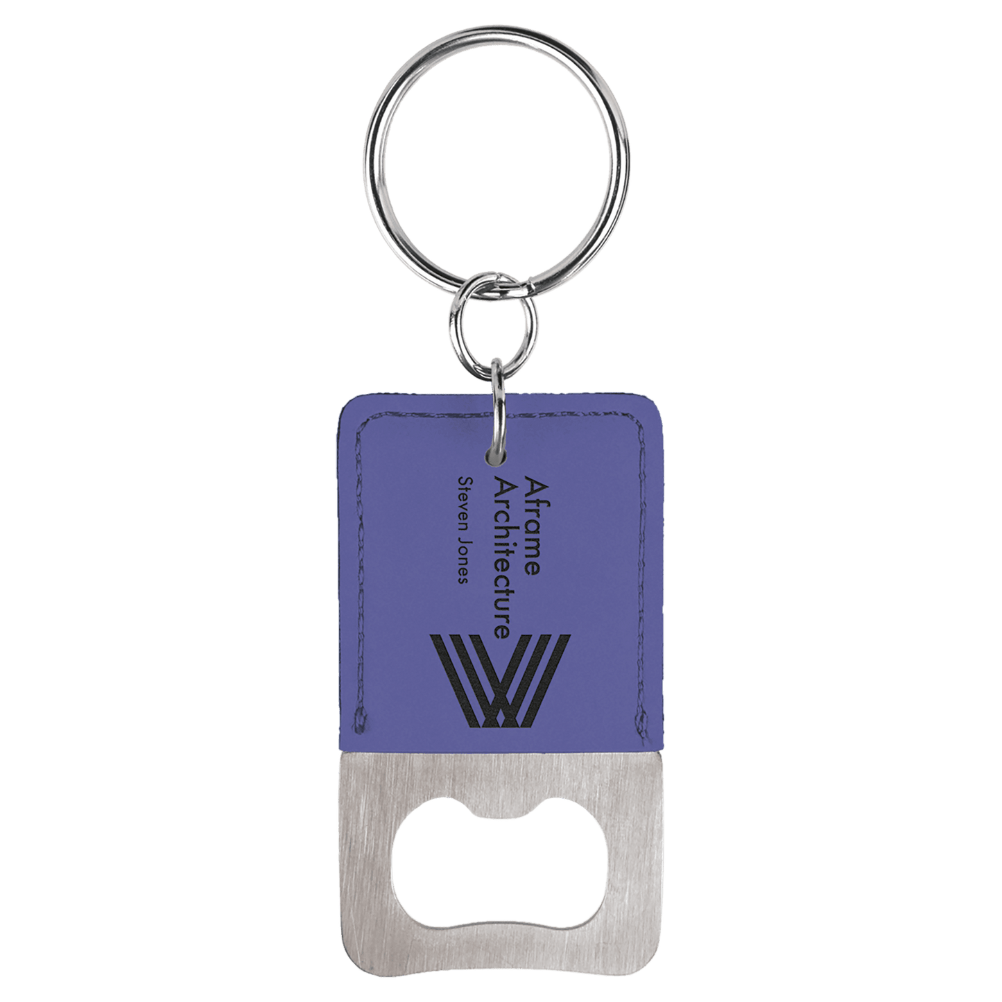 Laserable Leatherette Rectangle Keychain