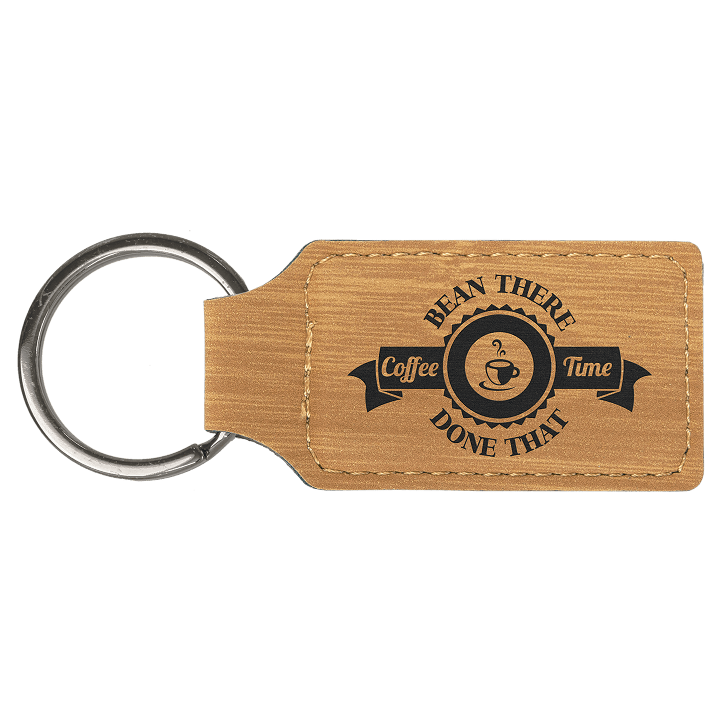 Laserable Leatherette Rectangle Keychain