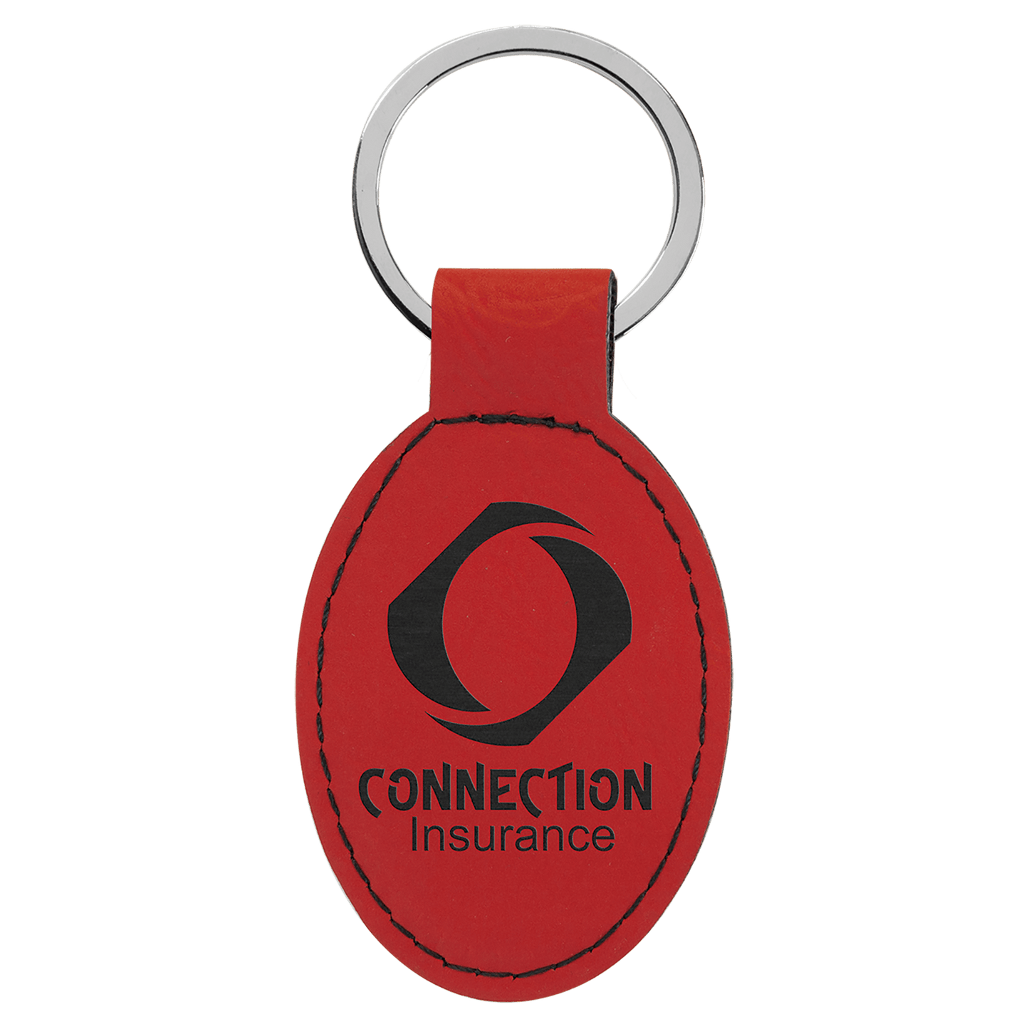 Laserable Leatherette Oval Keychain