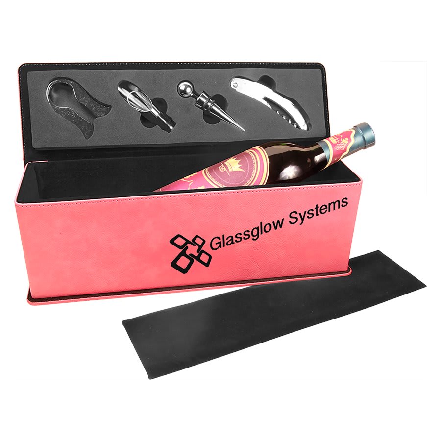 Laserable Leatherette Single Wine Box with Tools