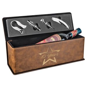 Laserable Leatherette Single Wine Box with Tools