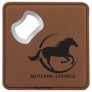 4" Square Laserable Leatherette Bottle Opener Coaster