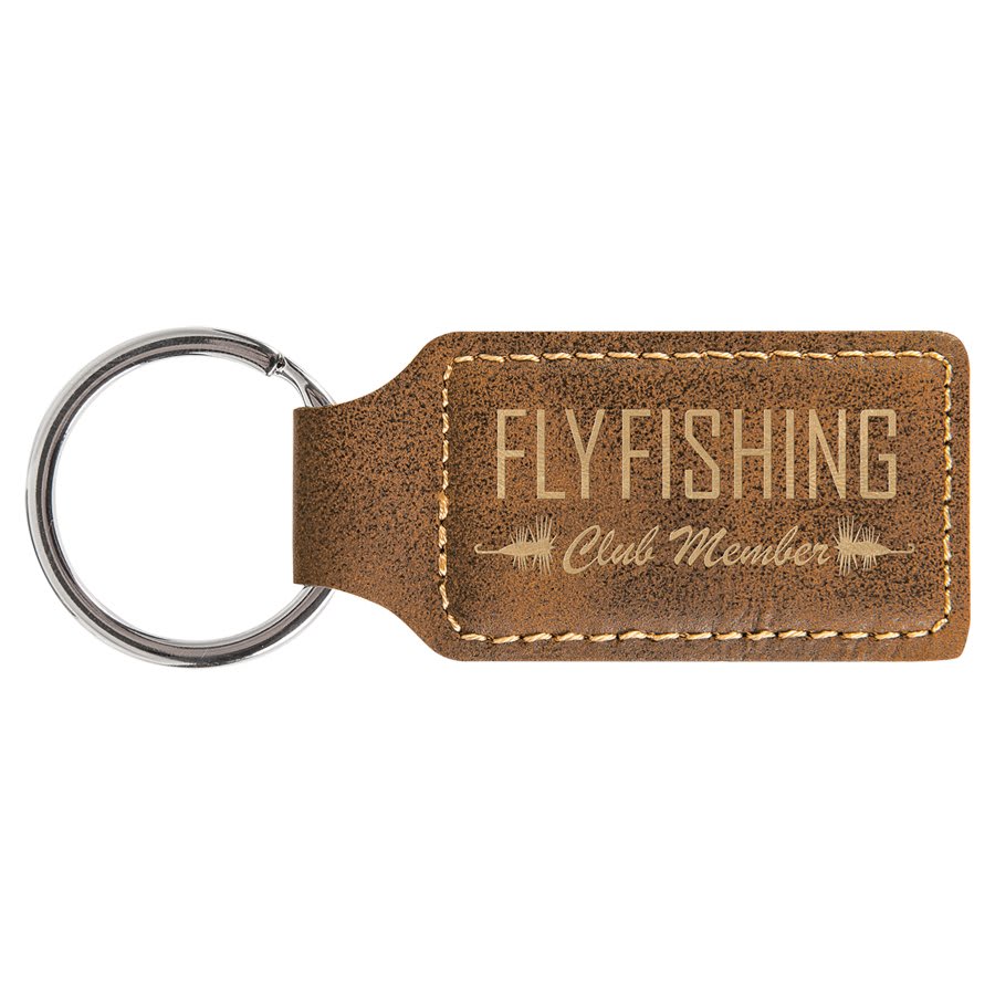 Laserable Leatherette Rectangle Keychain